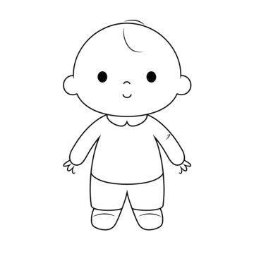 pngtree black and white image of an outline of a baby girl vector png image 6983086